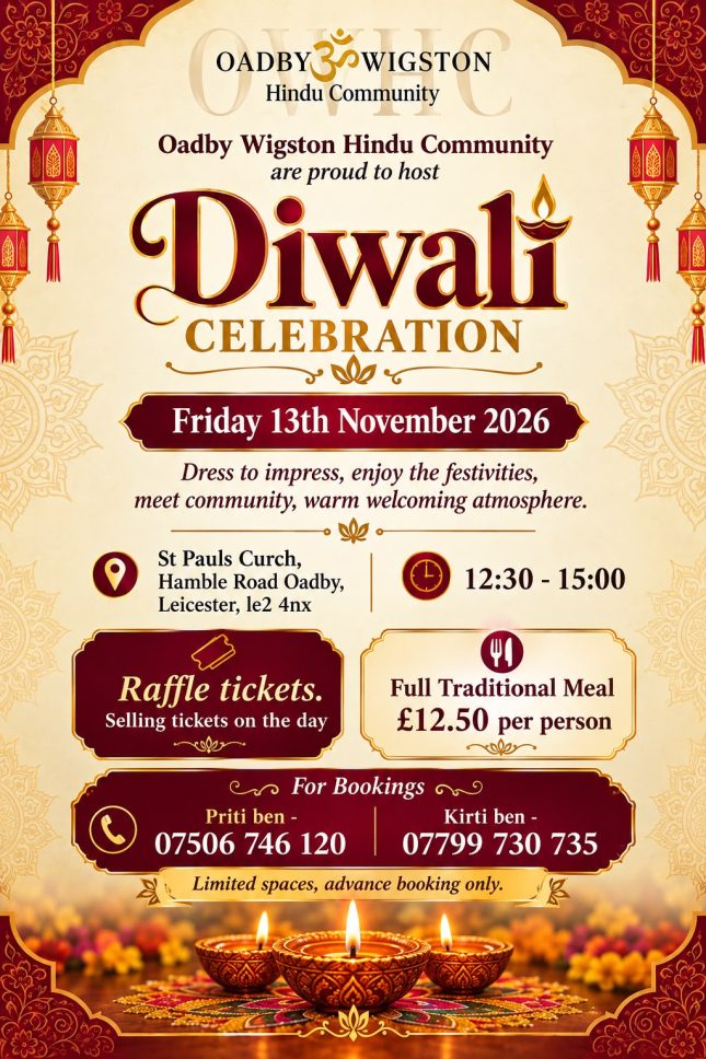 Oadby & Wigston Hindu Community Diwali Celebration 2026